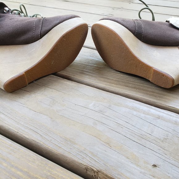 Naughty Monkey Sherpa Suede Wedge Lace Up Booties - Picture 11 of 12